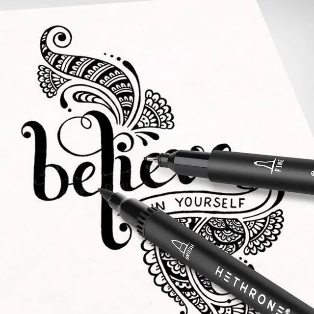 Alt view image 5 of 6 - Black Markers for Drawing - Brush Pens with Felt Tips for Artists - Calligraphy Pens, 12 Pack