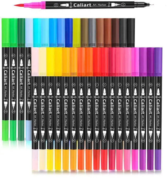 Main image of 34 Double Tip Brush Pens Art Markers for Adult Coloring Books