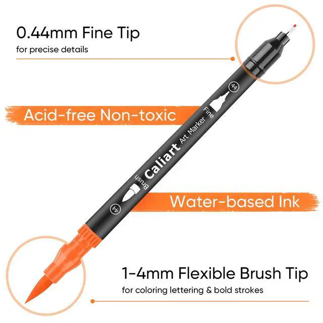 Alt view image 3 of 7 - 34 Double Tip Brush Pens Art Markers for Adult Coloring Books
