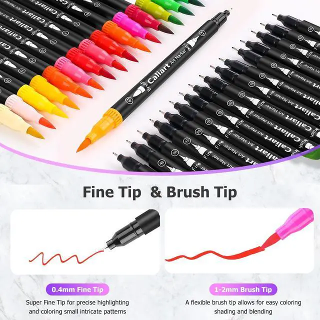 Alt view image 4 of 7 - 34 Double Tip Brush Pens Art Markers for Adult Coloring Books
