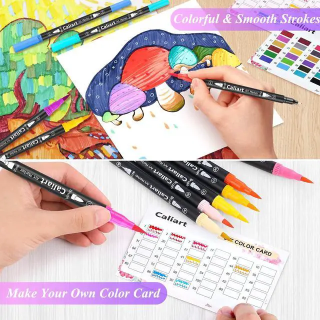 Alt view image 5 of 7 - 34 Double Tip Brush Pens Art Markers for Adult Coloring Books