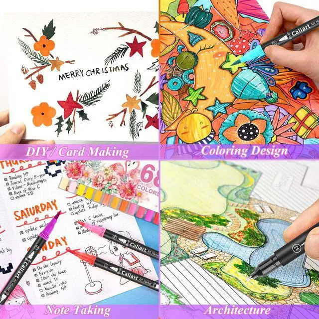 Alt view image 7 of 7 - 34 Double Tip Brush Pens Art Markers for Adult Coloring Books