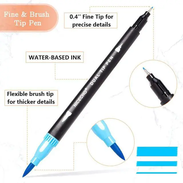 Alt view image 2 of 7 - 60 Colors Markers for Adult Coloring Books, Dual Brush Art Marker Pens - Fineliner & Brush Pen for Journaling, Calligraphy, Drawing, Sketching