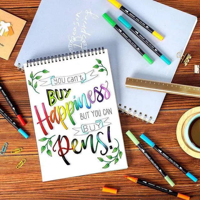 Alt view image 4 of 7 - 60 Colors Markers for Adult Coloring Books, Dual Brush Art Marker Pens - Fineliner & Brush Pen for Journaling, Calligraphy, Drawing, Sketching