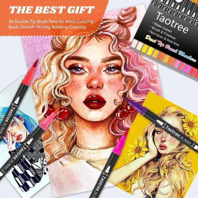 Alt view image 4 of 7 - 36 Colors Dual Tip Art Markers Pens Set for Adult Coloring Books
