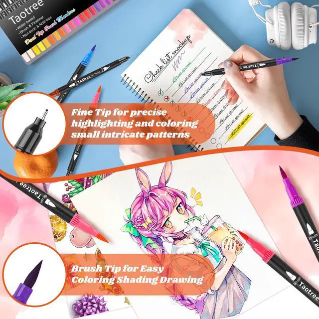 Alt view image 5 of 7 - 36 Colors Dual Tip Art Markers Pens Set for Adult Coloring Books