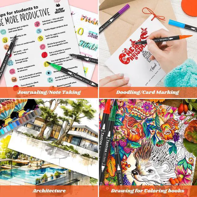 Alt view image 6 of 7 - 36 Colors Dual Tip Art Markers Pens Set for Adult Coloring Books