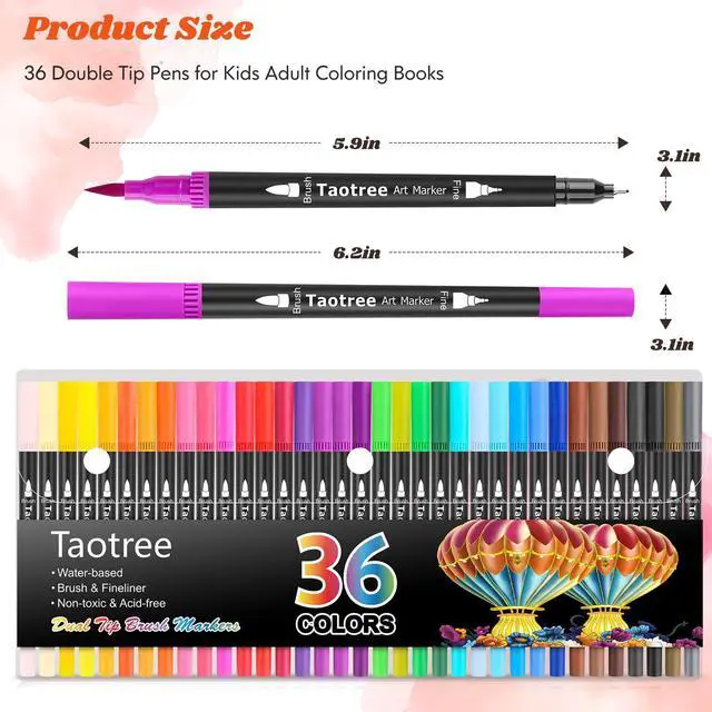 Alt view image 7 of 7 - 36 Colors Dual Tip Art Markers Pens Set for Adult Coloring Books