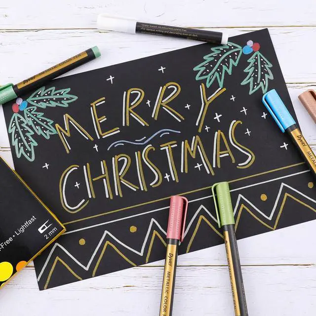 Alt view image 4 of 7 - Metallic Marker Pens - Set of 10 Medium Point Metallic Markers for Rock Painting, Black Paper, Card Making, Scrapbooking Crafts, DIY Photo Album