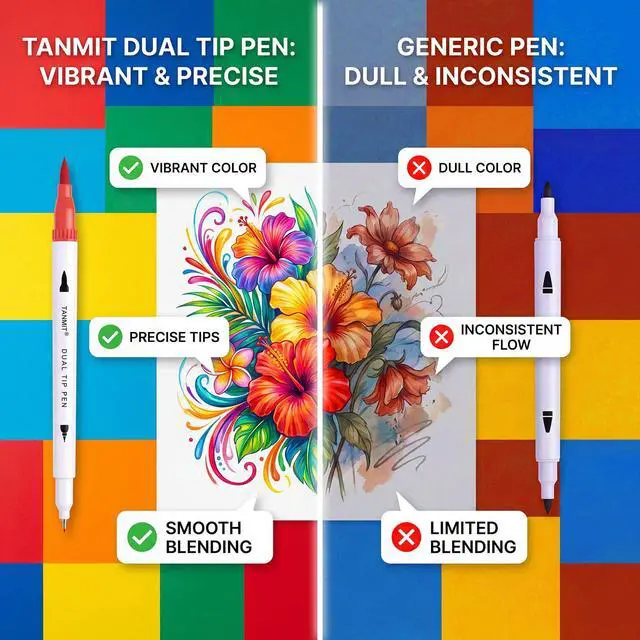 Alt view image 4 of 7 - 36 Dual-Tip Brush Pens for Adult Coloring Books Tanmit Art Markers With Brush + Fine Precision Tips for Calligraphy, Planners, Journaling, Note Taking & More