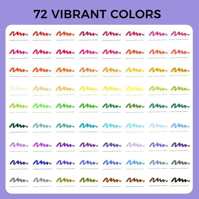 Alt view image 2 of 6 - 72 Colors Markers for Adult Coloring Books, Dual Tip Markers for School, Fine and Brush Tip for Adults Coloring Books, Calligraphy, Drawing, Sketching