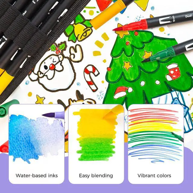 Alt view image 4 of 6 - 72 Colors Markers for Adult Coloring Books, Dual Tip Markers for School, Fine and Brush Tip for Adults Coloring Books, Calligraphy, Drawing, Sketching