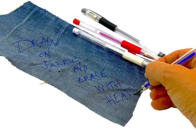 Alt view image 2 of 6 - Heat Erasable Fabric Marking Pens for Sewing and Quilting | Fabric Markers for Sewing, Embroidery, Dressmaking with 4 Pens + 4 Refills | 8-Piece Set No Ghost Lines, Disappearing Ink