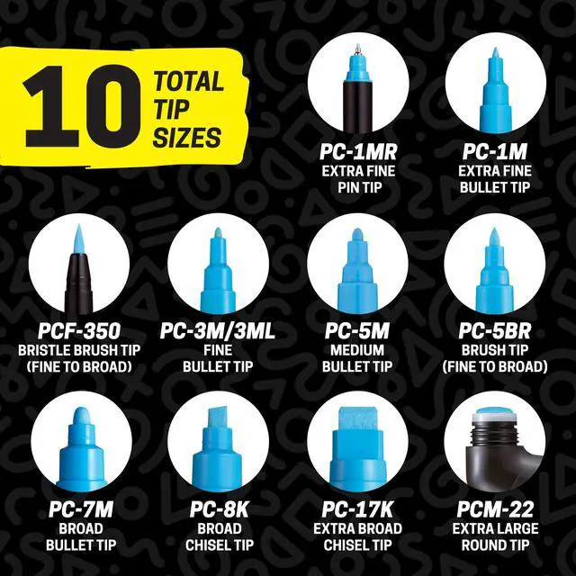 Alt view image 6 of 7 - Posca Acrylic Paint Art Markers, Set of 12 Extra Fine Point Thin Paint Pens for Coloring Gifts, Fabric, Metal, Glass, Rocks, Wood and Canvas, Assorted Colors, PC1M12C
