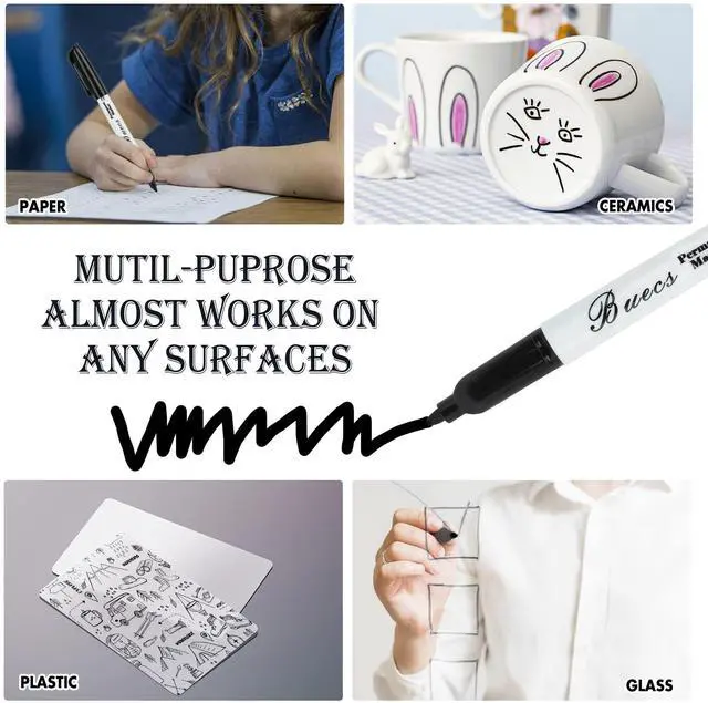 Alt view image 2 of 7 - Permanent Markers, 80 Count Black Permanent Markers, Fine Point, Waterproof & Smear Proof Markers, Quick Drying, Office Supplies for School, Office, Home