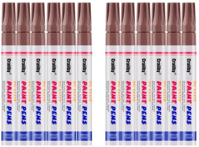Main image of Brown Paint Markers, 12 Pack Oil-Based Waterproof Quick Dry Permanent Paint Pen Set for Rocks Painting, Wood, Fabric, Plastic, Canvas, Glass, Mugs, Metal, Tire, Stone, DIY Craft