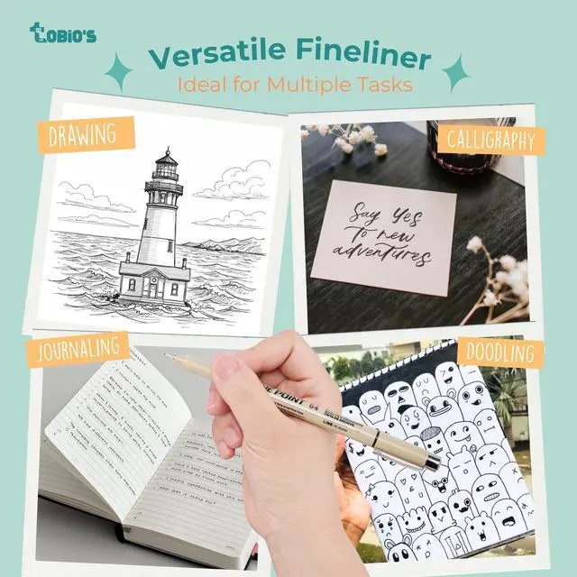 Alt view image 7 of 7 - Original Tobios Fineliner Pen Fine Tip Felt Pen for Art, Journaling & Watercolor Outlining Smudge-Resistant, Travel-Ready Fine Line Marker for Drawing, Lettering, Sketching & Planner Detail Work