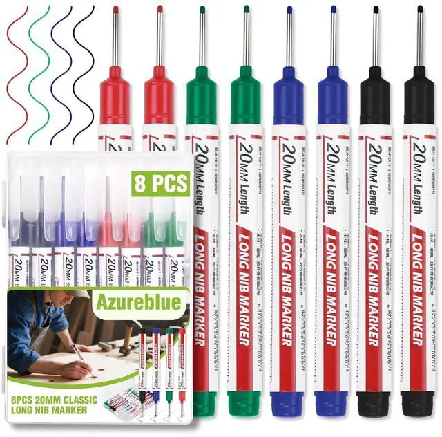 Main image of 8pcs Long Nib Marker, Long Head Deep Hole Marker Pens, Waterproof Construction Markers Marking Tool, Multi-Purpose Deep Reach Pen Makes For Metal, Carpenter, Woodworking, Gift for Father's Day