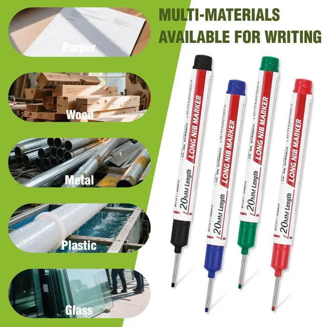 Alt view image 7 of 7 - 8pcs Long Nib Marker, Long Head Deep Hole Marker Pens, Waterproof Construction Markers Marking Tool, Multi-Purpose Deep Reach Pen Makes For Metal, Carpenter, Woodworking, Gift for Father's Day