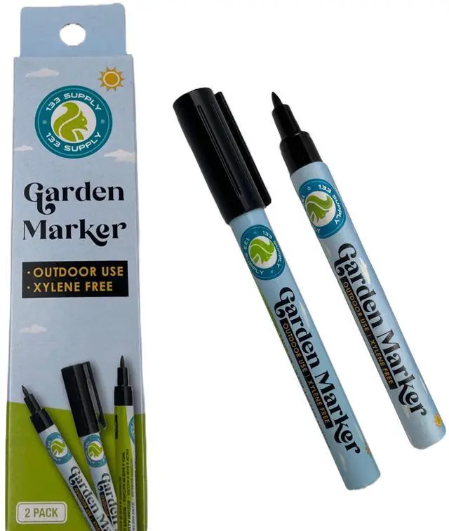 Main image of 2 Pack Garden Marker Pen Permanent Markers Black (UV Fade Resistant Marker Pens for Plant Markers Garden Markers Waterproof Pen Black Markers Outdoor Marker for Garden Plant Labels 0.8mm)