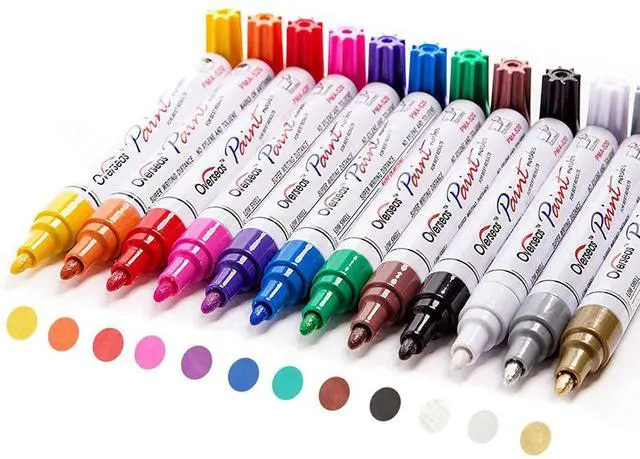 Main image of Paint Pens Paint Markers on Almost Anything Never Fade Quick Dry and Permanent, Oil-Based Waterproof Marker Pen Set for Rocks Painting, Wood, Fabric, Plastic, Canvas, Glass, Mugs, DIY Craft