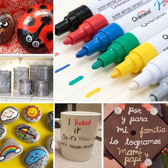 Alt view image 3 of 7 - Paint Pens Paint Markers on Almost Anything Never Fade Quick Dry and Permanent, Oil-Based Waterproof Marker Pen Set for Rocks Painting, Wood, Fabric, Plastic, Canvas, Glass, Mugs, DIY Craft
