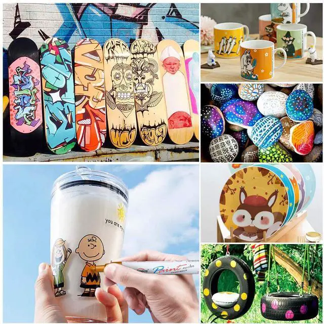 Alt view image 5 of 7 - Paint Pens Paint Markers on Almost Anything Never Fade Quick Dry and Permanent, Oil-Based Waterproof Marker Pen Set for Rocks Painting, Wood, Fabric, Plastic, Canvas, Glass, Mugs, DIY Craft