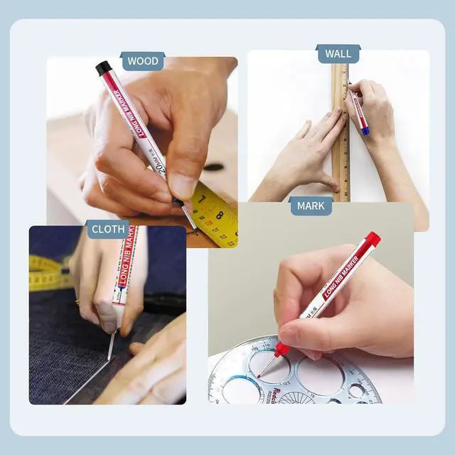 Alt view image 5 of 6 - 15 PCS Long Head Deep Hole Marker Pens,20mm Long Nib Marker,Longs Nose Markers,Waterproof Construction Markers Marking Tool,Permanent Markers Carpenter Ink marker Pens,Metal marking Pens,White