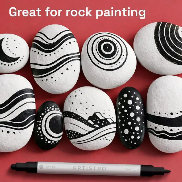 Alt view image 7 of 7 - 5 Black Dual-Tip Acrylic Paint Markers Paint Pens Set with Dot & Fine Tips for Fabric, Rock, Glass, Wood, Coloring Books Arts & Crafts Gift Classroom Must Haves & School Supplies