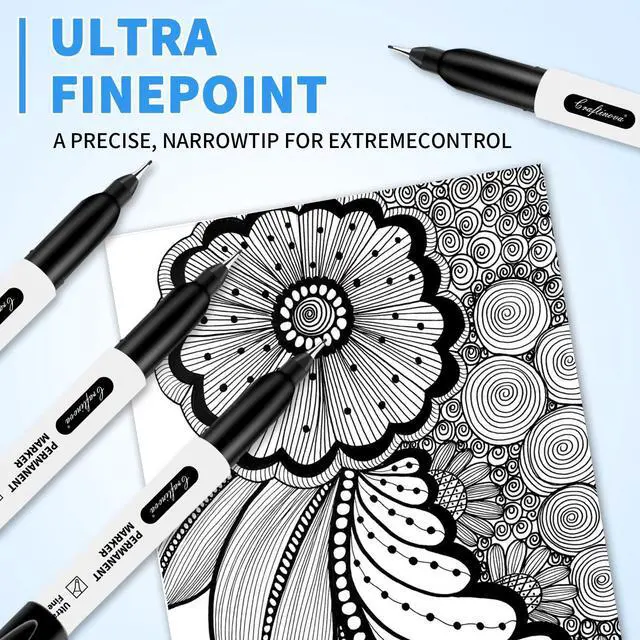 Alt view image 2 of 7 - Black Ultra Fine Point Permanent Markers, Extra Fine Tip, Quick Drying and Waterproof, Fade Resistant Perfect on Paper, Glass, Metal, Plastic, Wood, Office & School Use, 60 Pack