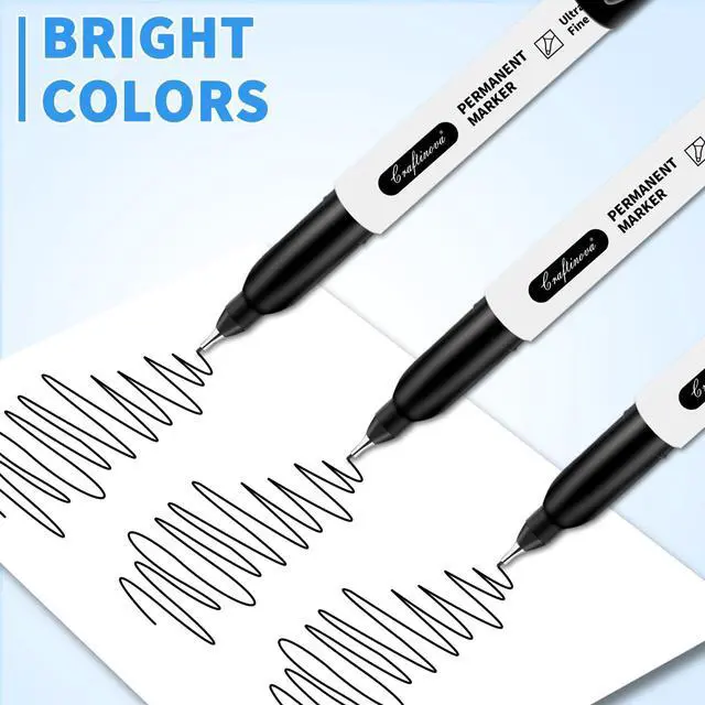 Alt view image 4 of 7 - Black Ultra Fine Point Permanent Markers, Extra Fine Tip, Quick Drying and Waterproof, Fade Resistant Perfect on Paper, Glass, Metal, Plastic, Wood, Office & School Use, 60 Pack