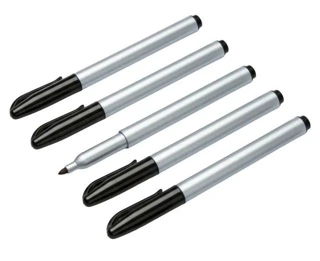 Alt view image 2 of 7 - Permanent Freezer Marker Set of 5 Waterproof Fast-Drying Black Ink Pens with Chisel Tip for Food Labeling, Fridge & Freezer Storage, Kitchen & Lab Use & General Organization.
