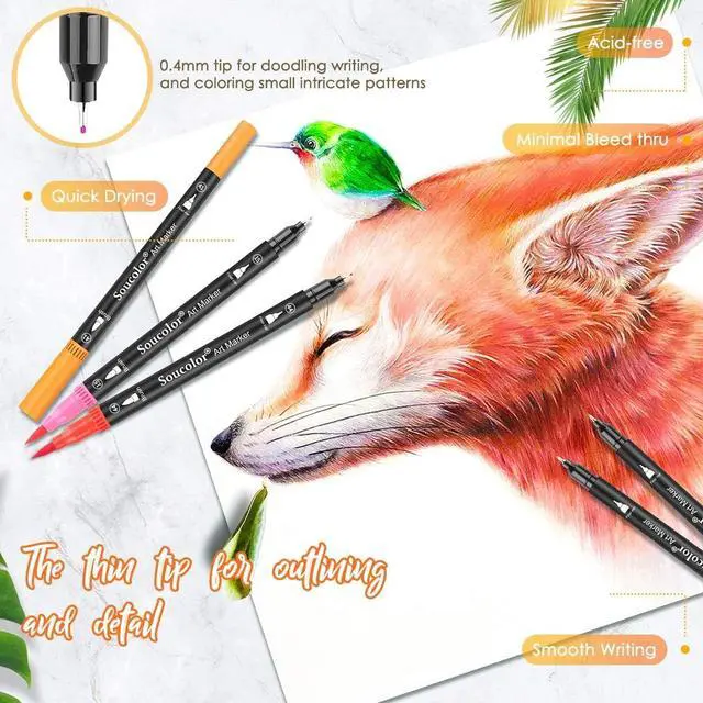 Alt view image 3 of 7 - 36 Dual Tip Brush Markers, Water-Based Art Pens, Adult Coloring