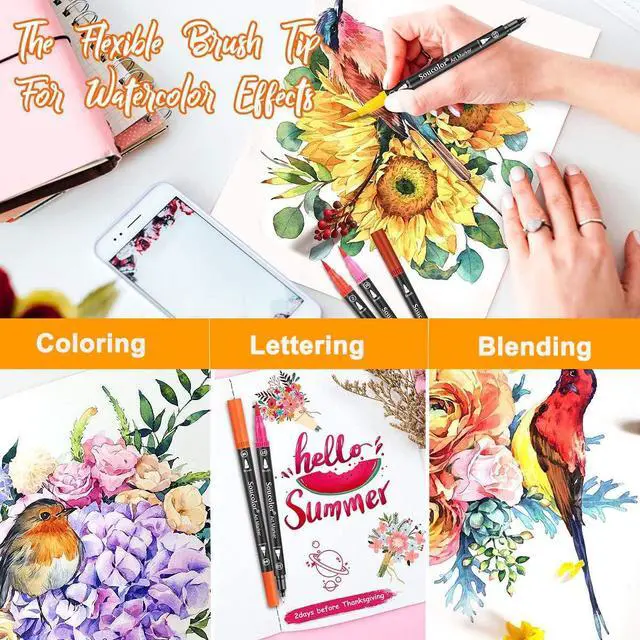 Alt view image 5 of 7 - 36 Dual Tip Brush Markers, Water-Based Art Pens, Adult Coloring