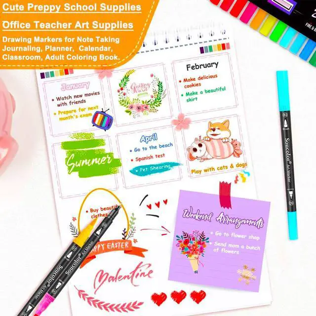 Alt view image 4 of 7 - 36 Dual Tip Brush Markers, Water-Based Art Pens, Adult Coloring
