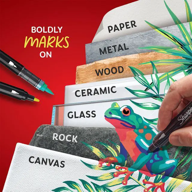 Alt view image 2 of 6 - Creative Markers, Combo Pack, Water-Based Acrylic, Bullet & Brush Tips, Assorted Colors Including Earth Tones, 24 Count - Works on Paper, Metal, Wood, Ceramic, Glass, Rock, Canvas