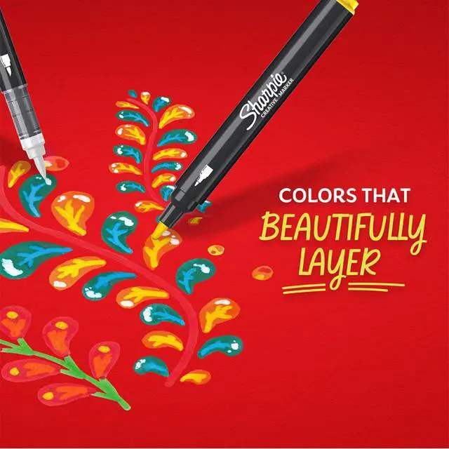 Alt view image 6 of 6 - Creative Markers, Combo Pack, Water-Based Acrylic, Bullet & Brush Tips, Assorted Colors Including Earth Tones, 24 Count - Works on Paper, Metal, Wood, Ceramic, Glass, Rock, Canvas