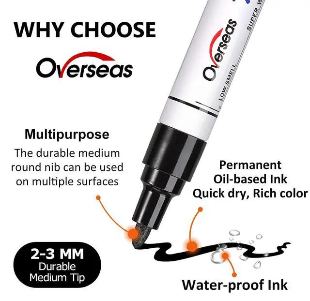 Alt view image 2 of 6 - Black Paint Pens Permanent Markers, 2 Oil Based Paint Makrers