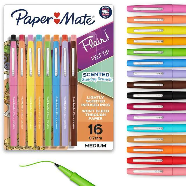 Main image of Flair Sunday Brunch Scented Felt Tip Pens, Medium Point (0.7mm), 16 Count - For Journaling, Writing, Note-Taking, Fun Teacher Supplies
