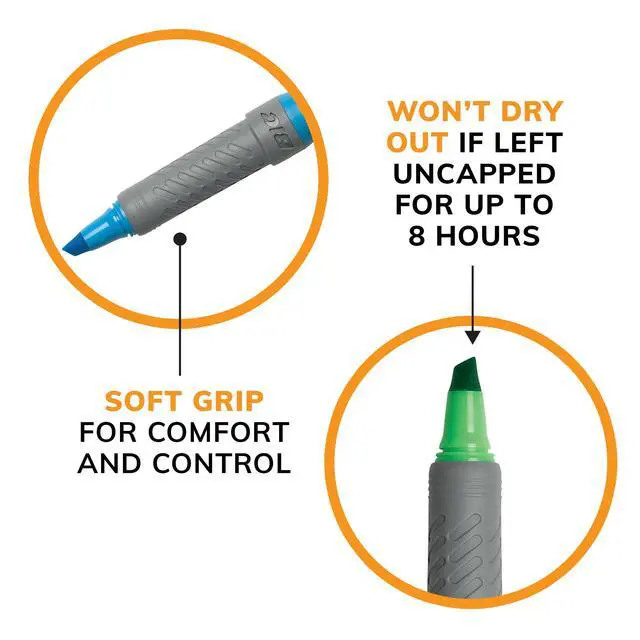 Alt view image 6 of 6 - Brite Liner Grip Highlighter, Chisel Tip (1.6 mm), Assorted Colors, For Broad Highlighting & Fine Underlining, 5-Count