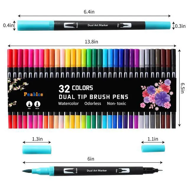 Alt view image 7 of 7 - Art Markers Brush Pen Markers for Adult Coloring 32 Colored Pens