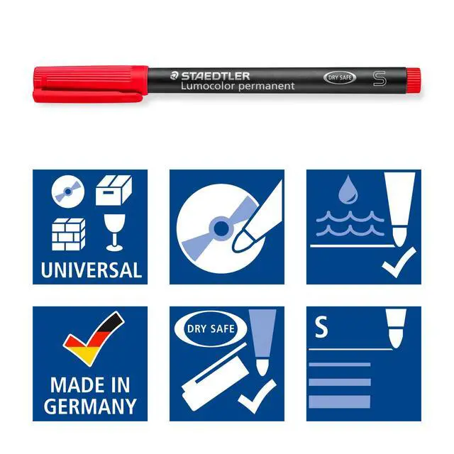 Alt view image 6 of 7 - Lumocolor Permanent Universal Pen: Set of 8 Permanent Markers, Assorted Colors, Superfine Felt Tip 0.4mm - Multi Surface, Quick Dry, Smudge-Proof, & Waterproof - For Home, School, & Office