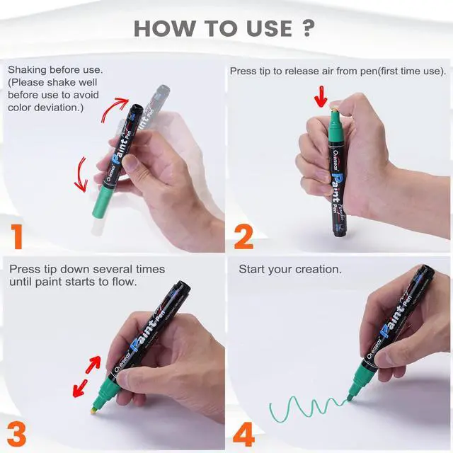 Alt view image 7 of 7 - Black Paint Pens Paint Markers - Permanent Acrylic Markers 2 Pack, Water Based, Quick Dry, Waterproof Marker Pen for Rock, Wood, Plastic, Metal, Canvas, Glass, Fabric, Mugs. Medium Tip