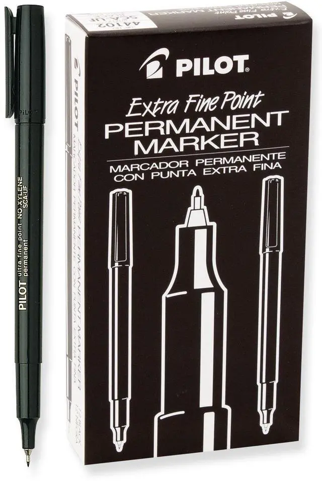 Main image of Extra Fine Point Permanent Markers, Marker Pens, Black Ink, 12-Pack