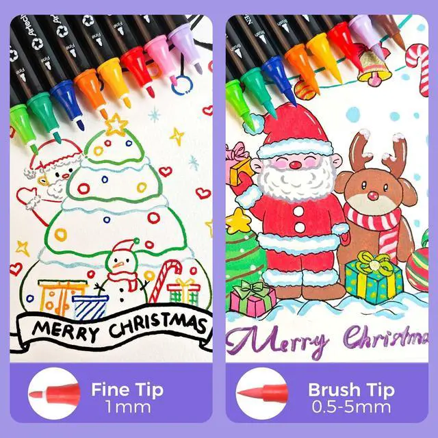 Alt view image 3 of 6 - Acrylic Paint Markers 72 Colors with Bag, Acrylic Paint Pens with Brush Tip and Fine Tip for Stone, Rock Painting, Paper, Pumpkin, Wood, Egg, Canvas, Ceramic, Fabric, leather, Glass