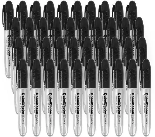 Main image of Permanent Markers Jumbo Size, 40 Count, Bullet Tip, Large Black Permanent Markers Set