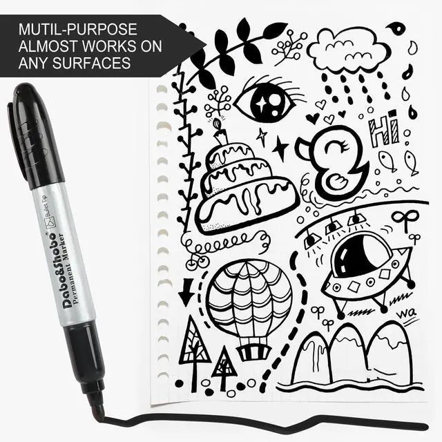 Alt view image 6 of 7 - Permanent Markers Jumbo Size, 40 Count, Bullet Tip, Large Black Permanent Markers Set