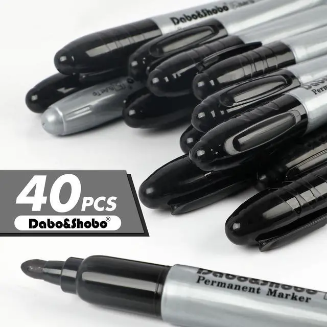 Alt view image 2 of 7 - Permanent Markers Jumbo Size, 40 Count, Bullet Tip, Large Black Permanent Markers Set