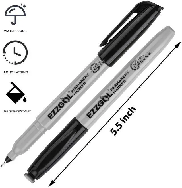 Alt view image 6 of 7 - Ultra Fine Permanent Marker, 72 Pack Ultra Fine Point Black Permanent Marker set, Works on Plastic,Wood,Stone,Metal and Glass for Doodling, Marking