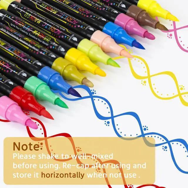 Alt view image 4 of 6 - 30 Colors Dual Tip Acrylic Paint Markers Pens- Premium Acrylic Paint Markers, Brush & Round Tips, Quick-Drying - for Rock, Canvas, Ceramic, Wood (30 Colors)